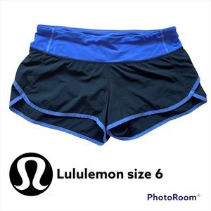 Lululemon Run Times Short/ Speed Shorts *4-way Stretch Blue and Black Women’s 6